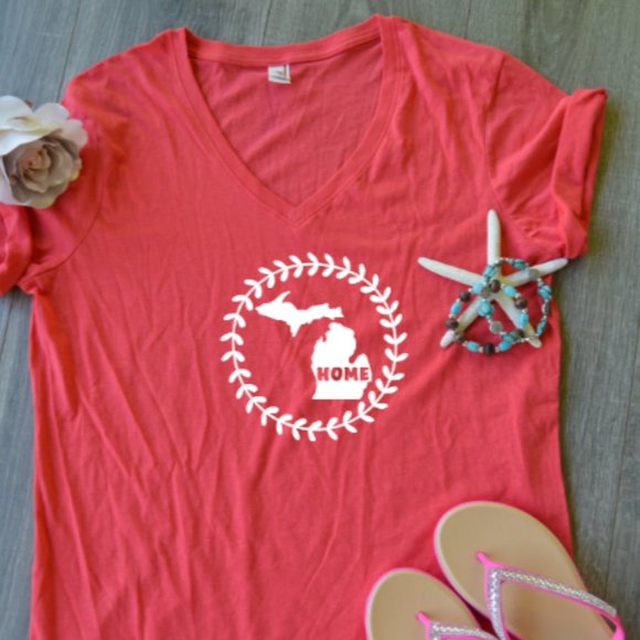 Michigan HOME T-Shirt Soft Summer Top - Picture 1 of 1